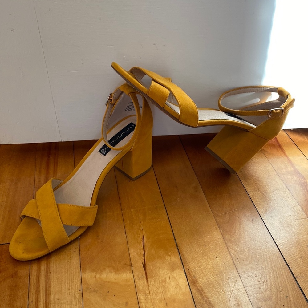Steve Madden Yellow Suede Block Heel Sandals